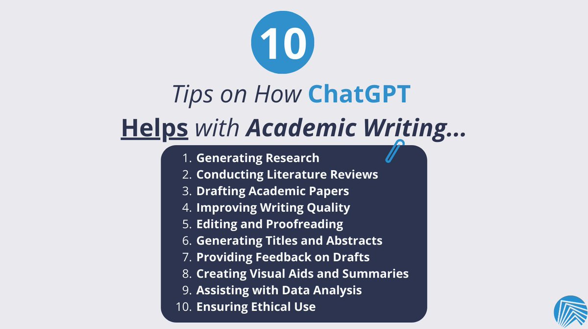 SciTechEdit's tweet image. 📚 Boost your academic writing with ChatGPT! Generate ideas, summarize research, enhance drafts, improve clarity, and more. Streamline your process and excel! 

loom.ly/d5OzrIQ
#AcademicWriting #AI #Education