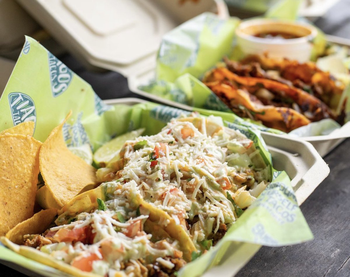 tiagostacos's tweet photo. friends, we’re back and we have a new deal :)

we’re ditching discounted tacos and extending our buy one get one free deals starting TODAY!!

at ALL of our locations, we will be doing BOGO taco trios Tuesdays and Thursdays.

p.s. 25 retweets and we will raffle two meals to y’all! https://t.co/Bd4jbPA1wE