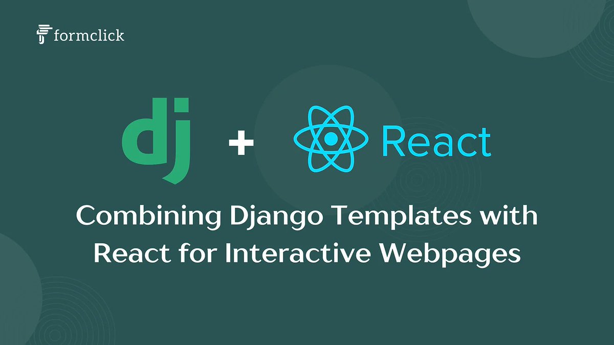 formclickoff's tweet image. Dive into our latest post on Combining Django Templates with React for Interactive Webpages. Learn how to seamlessly integrate these powerful tools for a dynamic web experience.
#formclick #nocode #WebDevelopment #Django #React 
Read more blog.formclick.io/post/combining…