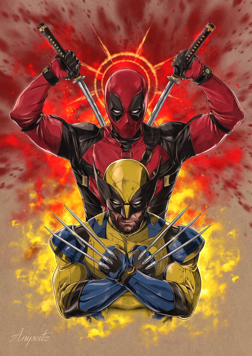 💥 DEADPOOL AND WOLVERINE 💥

Días de trabajo en esta ilustración y con muchas ganas de volver al cine de nuevo.
#HughJackman #RyanReynolds