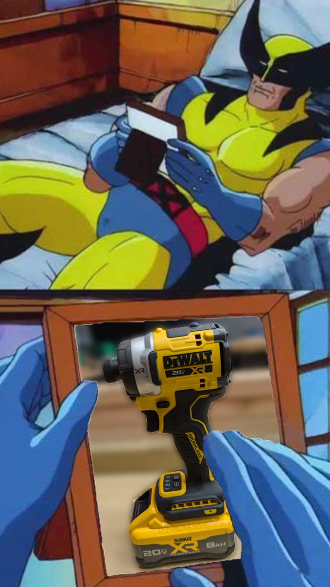 vcgconstruction's tweet photo. The superhero all superheroes look up
to! ⚫🟡
#dewalt #wolverine #blackandyellow #superhero
#marvel #impactdriver #tools #diy #howto #meme https://t.co/wDmSRP07HZ