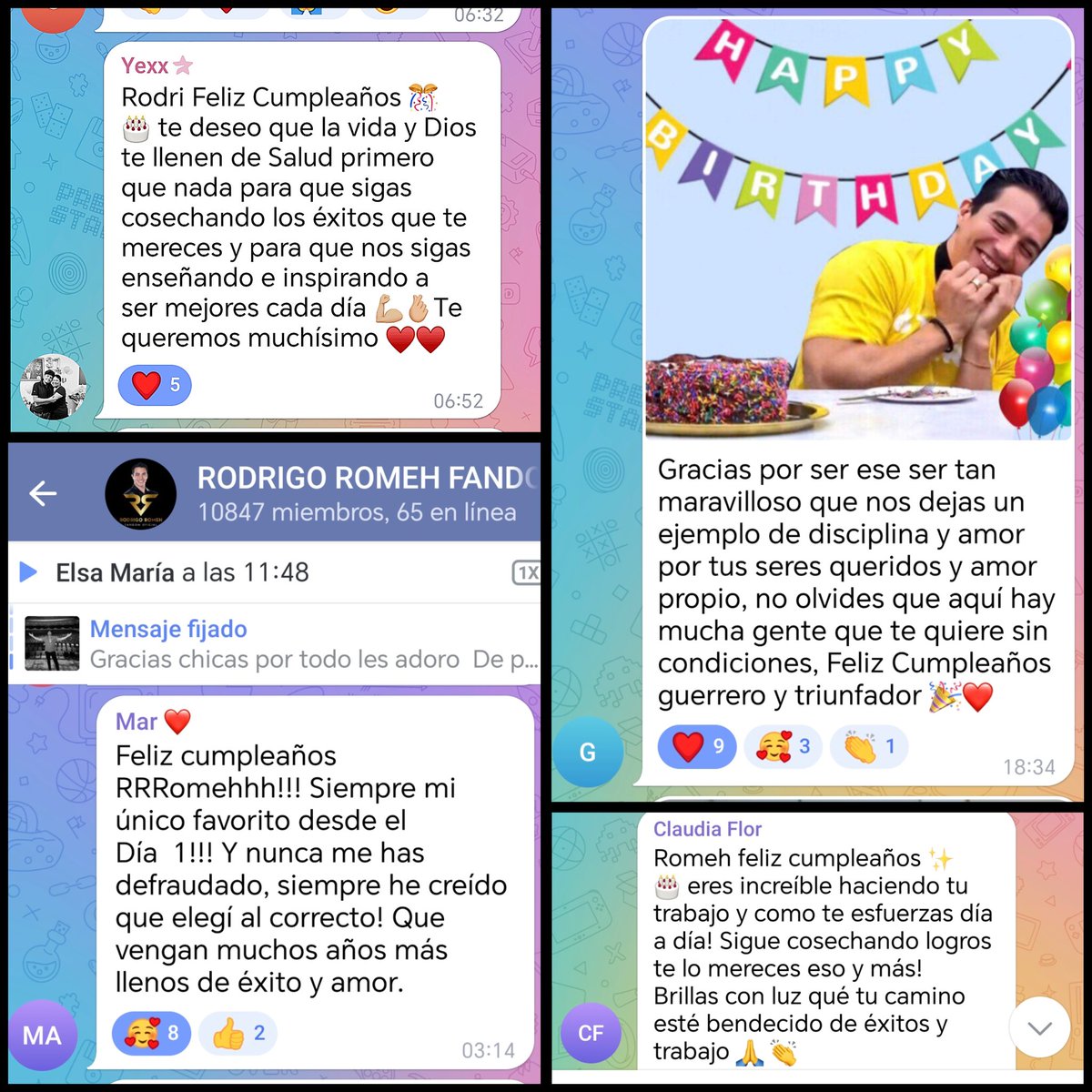 lovelyIlumi's tweet photo. Ok pero los mensajes hermosos que le dejaron a @Rodrigo_Romeh en su Telegram por su cumpleaños, 🥹❤️ #TeamRomeh siempre amoroso en todas las redes 🫶
Romeh tu eres la inspiración. 🥰
#HBDROMEH #HappyDayRomeh https://t.co/0wBt1CvIx1