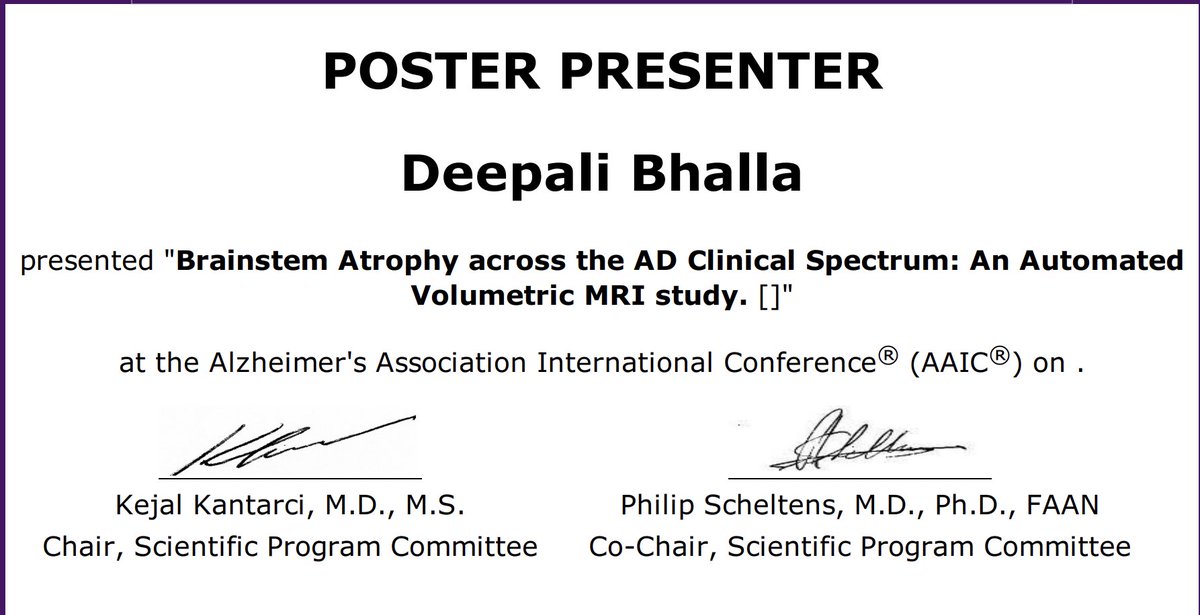 DeepaliBhalla7's tweet photo. Thankful to present my research on Brainstem Atrophy across Alzheimer’s Disease Spectrum: Automated Volumetric Study at #AAIC24 ! https://t.co/bH6r2ZpQRE