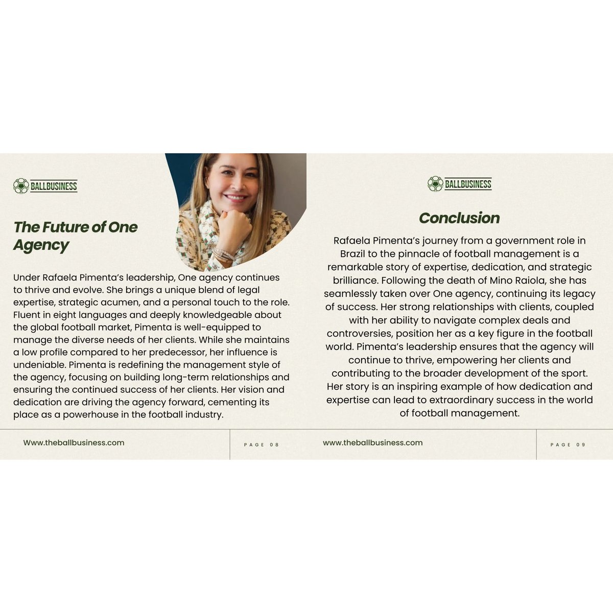 Ballbusiness_'s tweet image. Who is Rafaela Pimenta? Often described as "the most important person in football that noone knows", she peaked after the death of her mentor, "Mino Raiola". Read all about her in today’s #Agentspotlight 
#FIFAAgent #TheBallBusiness