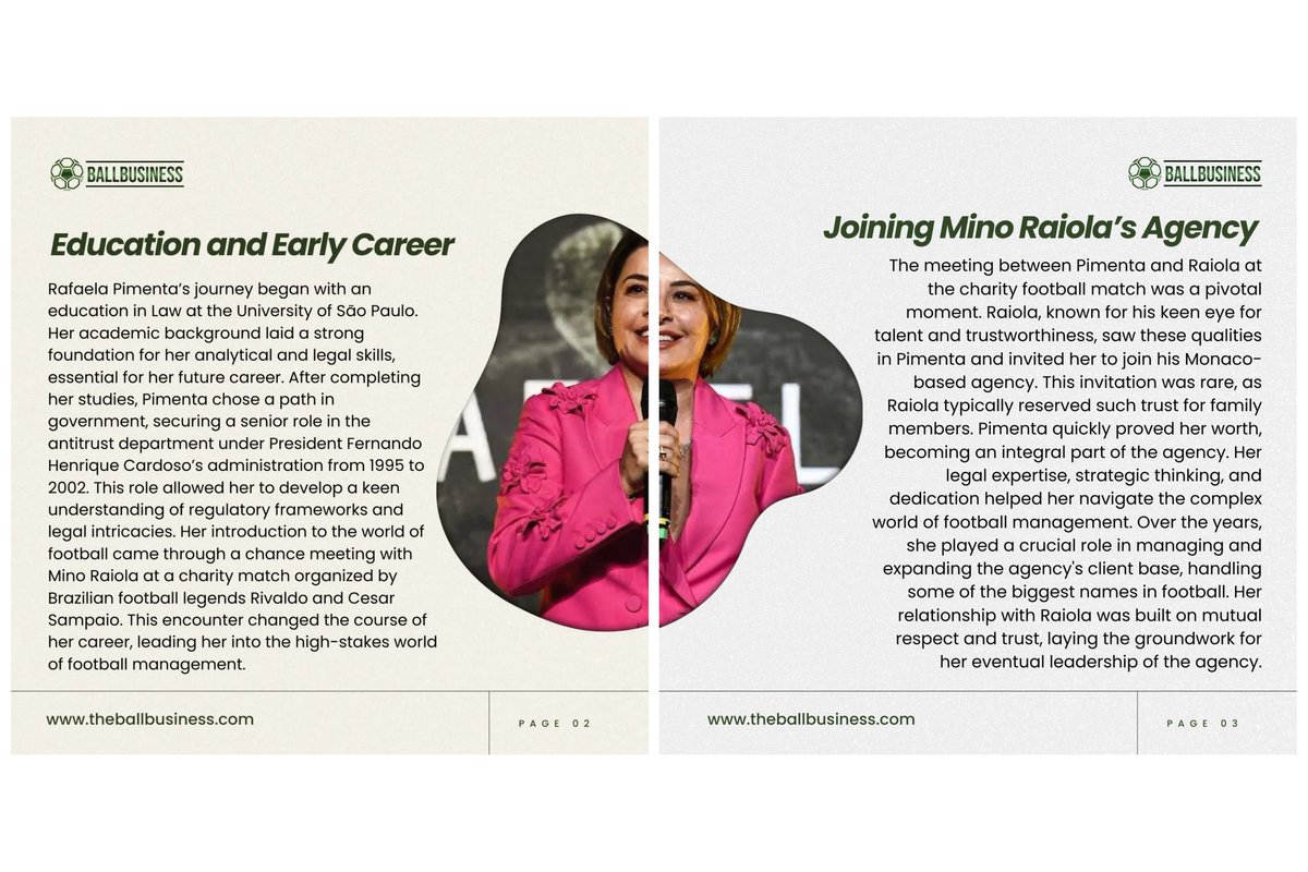 Ballbusiness_'s tweet image. Who is Rafaela Pimenta? Often described as "the most important person in football that noone knows", she peaked after the death of her mentor, "Mino Raiola". Read all about her in today’s #Agentspotlight 
#FIFAAgent #TheBallBusiness