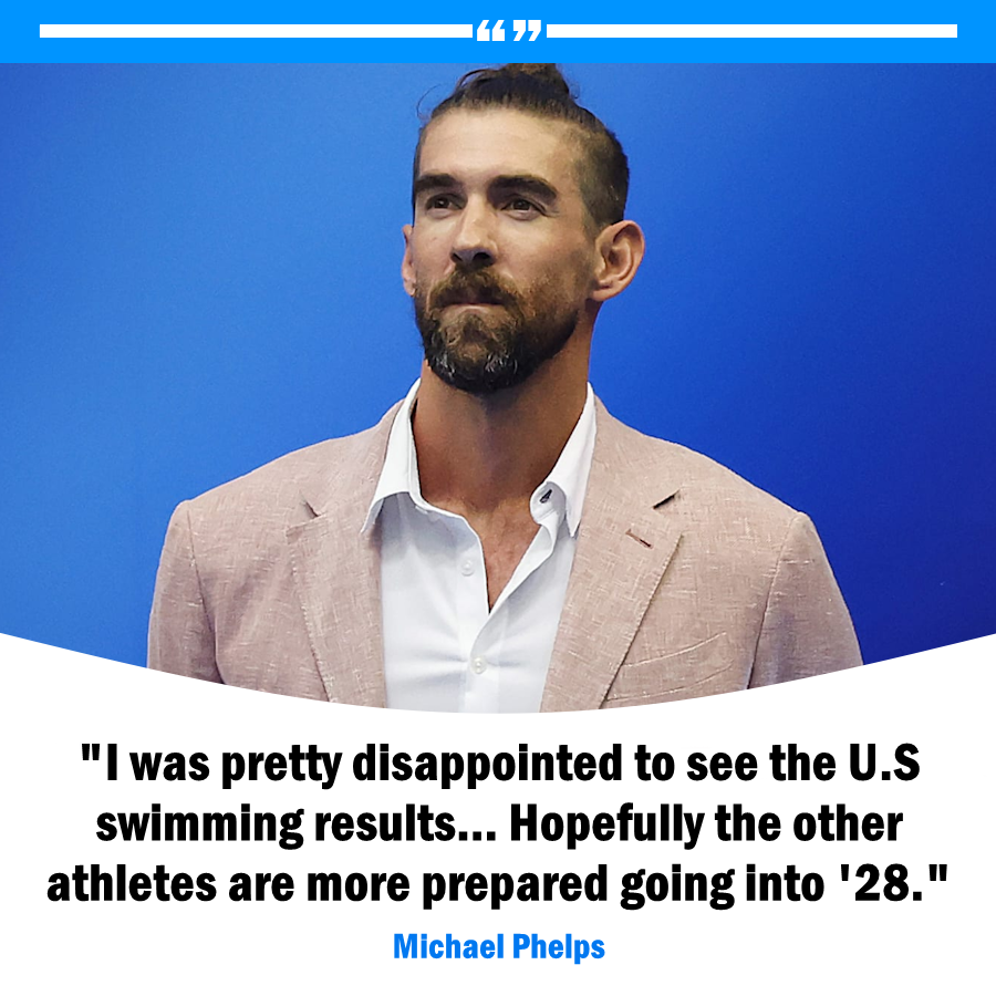 ButtstrokeSwim's tweet photo. Michael Phelps' reaction to the United States' performance in Swimming at the 2024 Olympics.

The U.S. won 8 Gold medals in the pool, their first time in single digits since 1960. https://t.co/fGM2cfUqIU