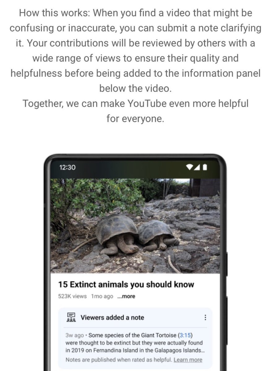 SawyerMerritt's tweet image. NEWS: YouTube is expanding its X inspired community notes feature for videos.

“These notes will provide additional information and create a better-informed YouTube community.”