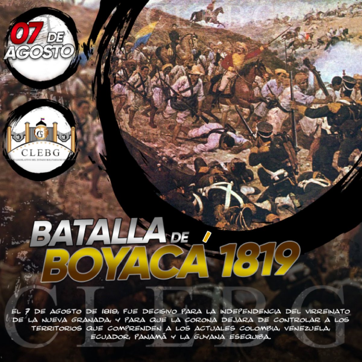🗓️ Efemérides Clebg 

📌Simón Bolívar se convierte en Presidente de Venezuela.

📌Batalla de Boyacá 1819. 

#SomosPuebloLegislador💛💙❤️ #GuáricoProgresaYLegisla
