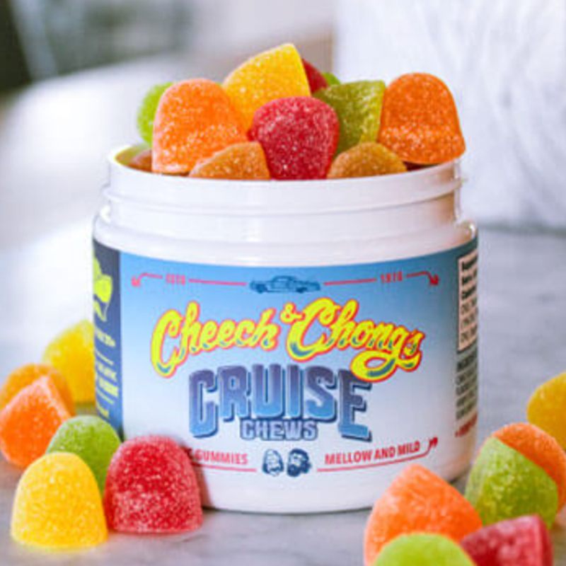 tommychong's tweet photo. Get ready to blast off into a world of flavor with Cheech &amp; Chong's Cruise Chews! Bursting with vibrant fruity goodness, these chews are your ticket to a laid-back escape. So, grab a jar, kick back, and let the good times roll!