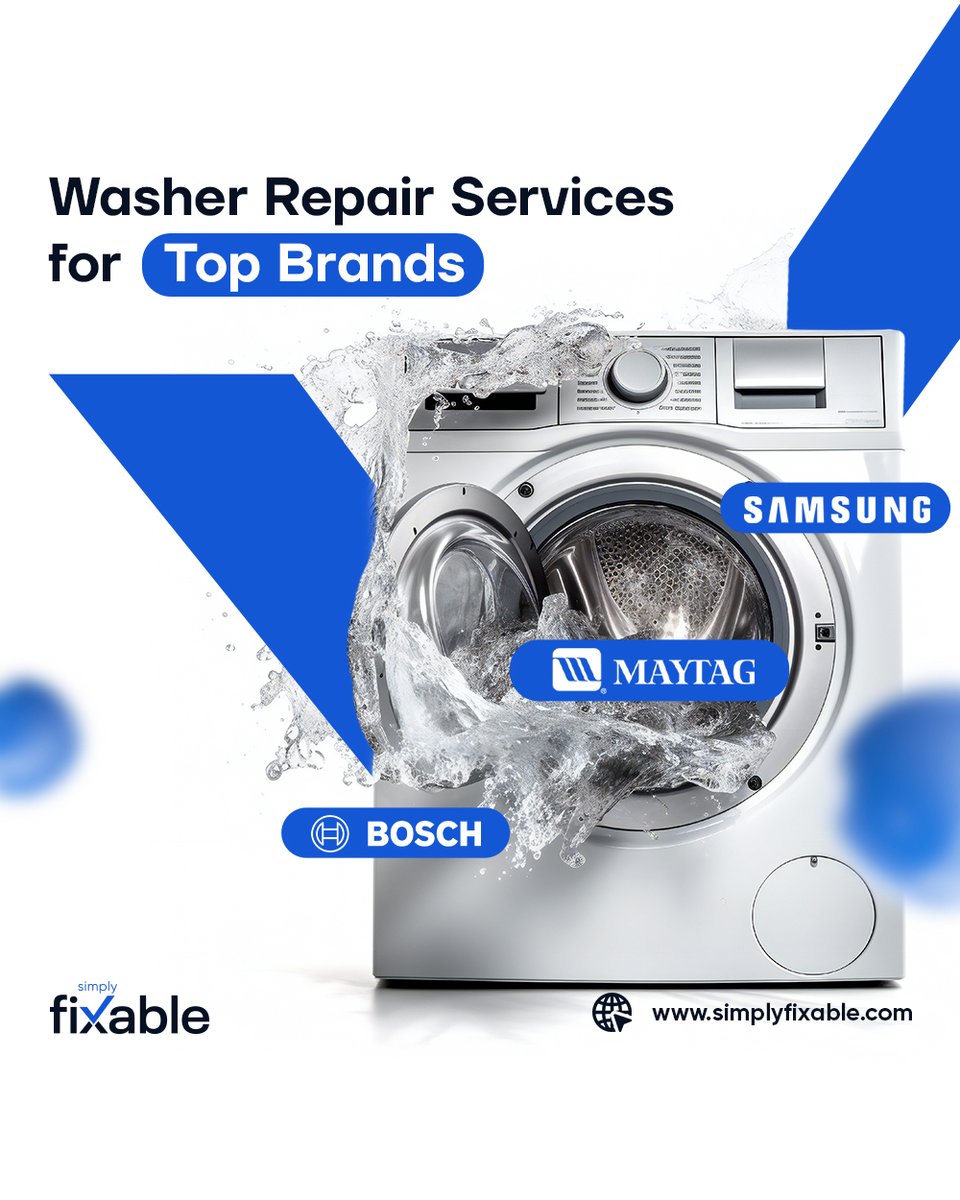 Simply_Fixable's tweet image. Don&apos;t let a malfunctioning washer disrupt your routine. Simply Fixable offers expert repair services for brands like Maytag, Samsung, and Bosch. Trust us to get your laundry back on track! 
_ 
#WasherRepair #SimplyFixable #TopBrands