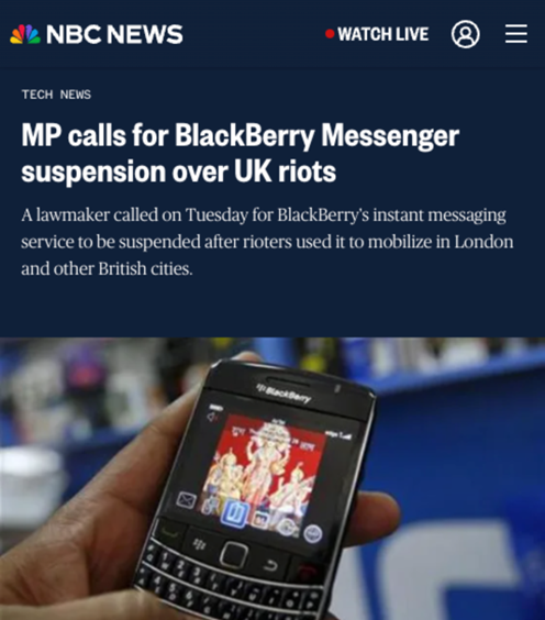 [From coverage of UK riots in 2011] If only authorities could control social media nothing bad would happen...