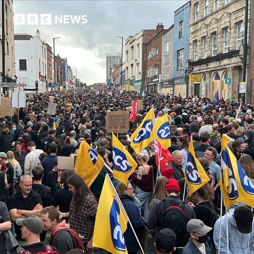 About 1,500 people people are in Old Market in #Bristol - who have gathered to oppose rumoured anti-immigration protests.

It comes as police have been given enhanced powers ahead of any demonstrations ➡️ bbc.in/4fymROd