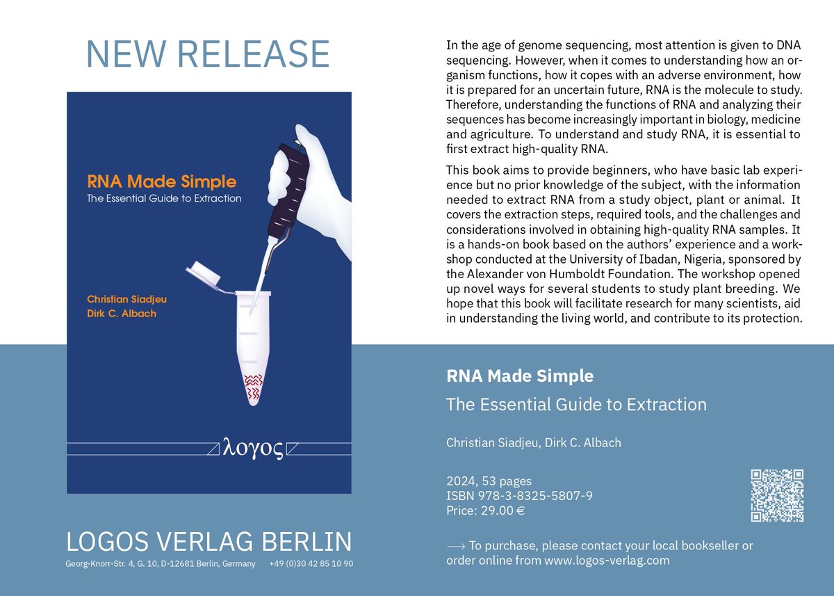 If you want to extract high-quality RNA, please have a look at my first book on RNA extraction with real lab images #logosVerlang #RNA #Biotechnology #TrainingManuals #genetics