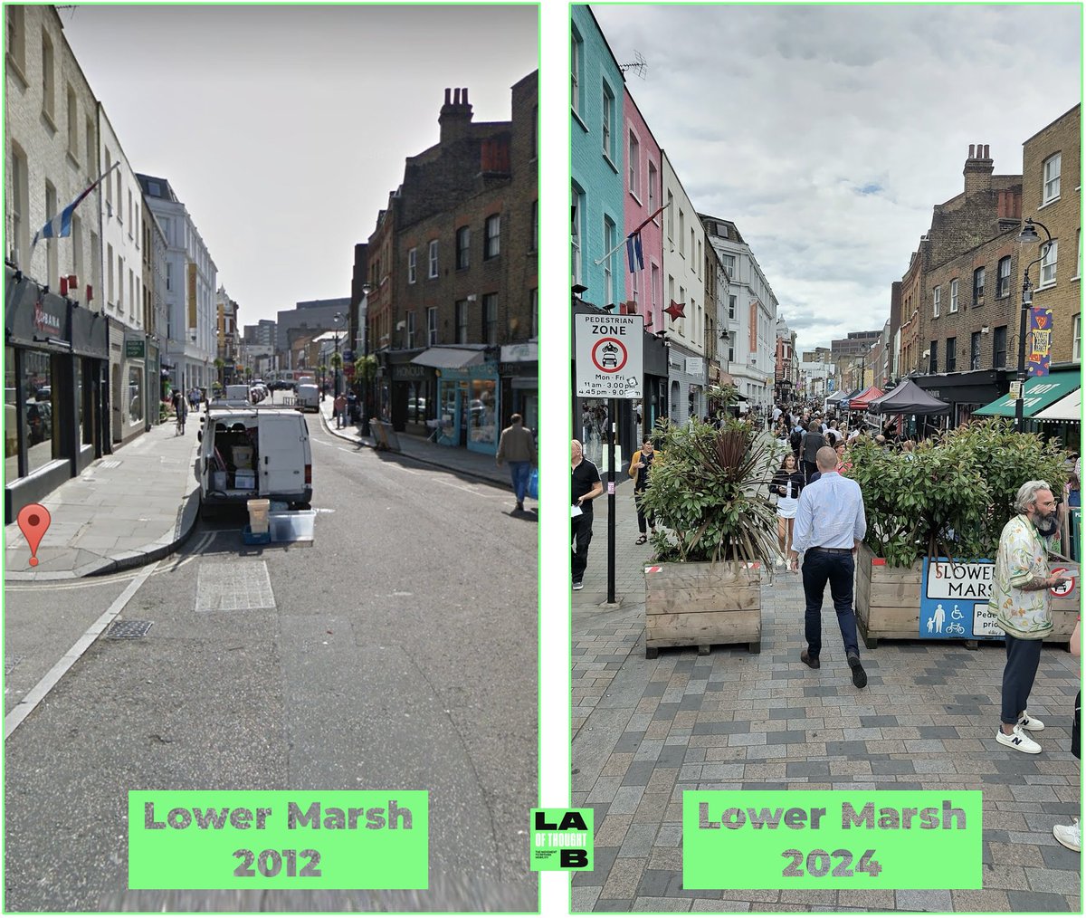 fietsprofessor's tweet photo. Shop owners: 'But if you close our street for car traffic, we will loose revenue!!1!'

The opposite happens. Case #4276:
— (S)Lower Marsh, #London🇬🇧 (2012-2024) https://t.co/fkH5gu2hfp