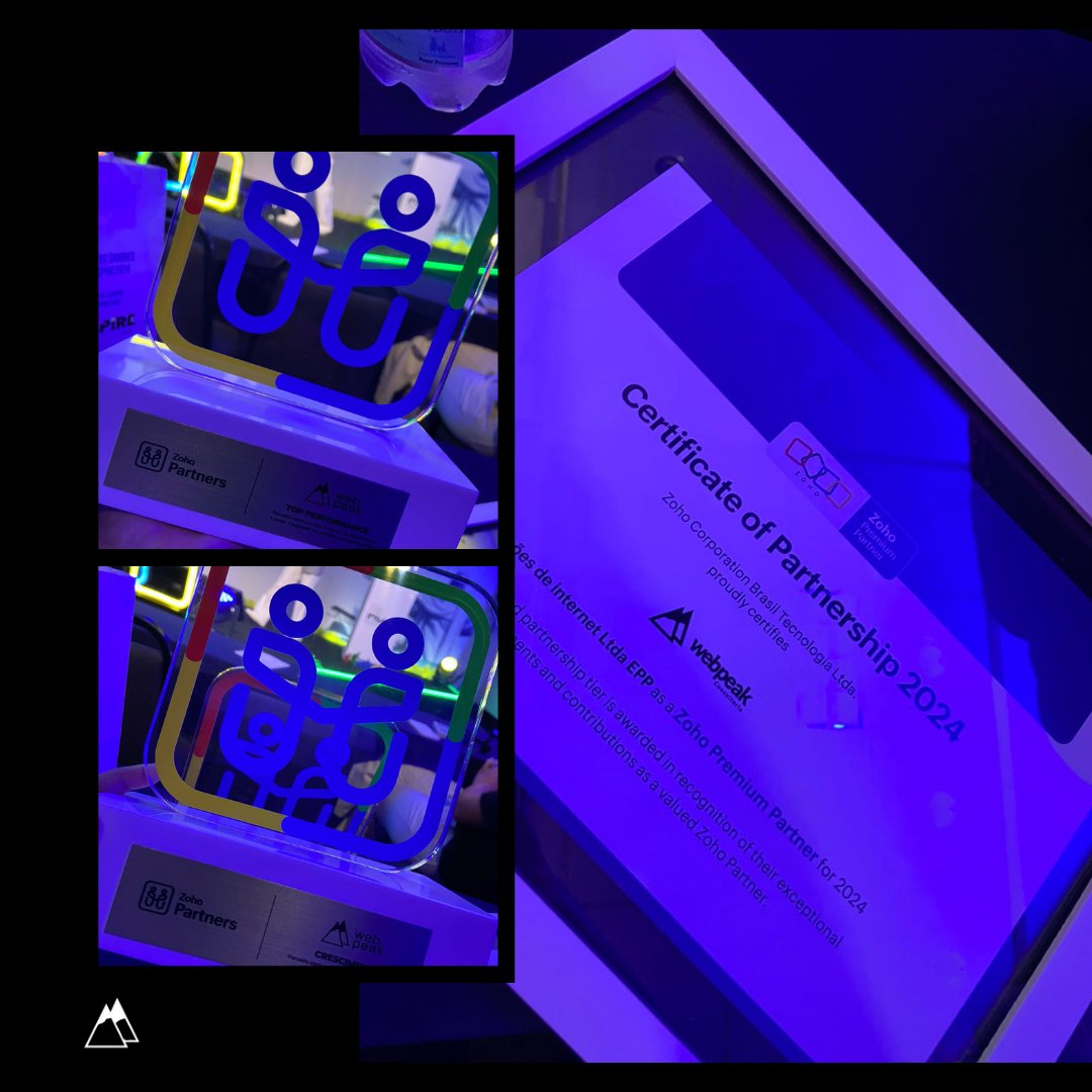 webpeakbrasil's tweet photo. Dois prêmios da Zoho! Nosso empenho e parceria nos trouxeram até aqui. Agradecemos pelo reconhecimento! 🏆✨ https://t.co/voQw4jNBUS