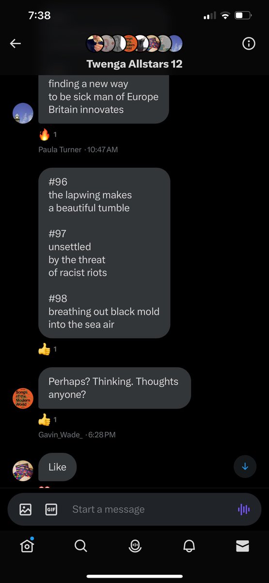 #97
unsettled
by the threat
of racist riots

#98
breathing out black mold
into the sea air

#twenga #equality <a href="/Cathy_Wade/">Cathy Wade</a> 
<a href="/Gavin_Wade_/">Gavin_Wade_</a> <a href="/tantwenga2024/">justherefortantwenga</a> @jamray @Random_Fate <a href="/artpickdarkpot/">patrick</a> <a href="/byTinaFrancis/">Tina Francis</a> @ruthclaxton <a href="/AnumAJamal/">Anum Jamal</a> <a href="/LittleOnion/">Little Onion</a> #100verses #antihate