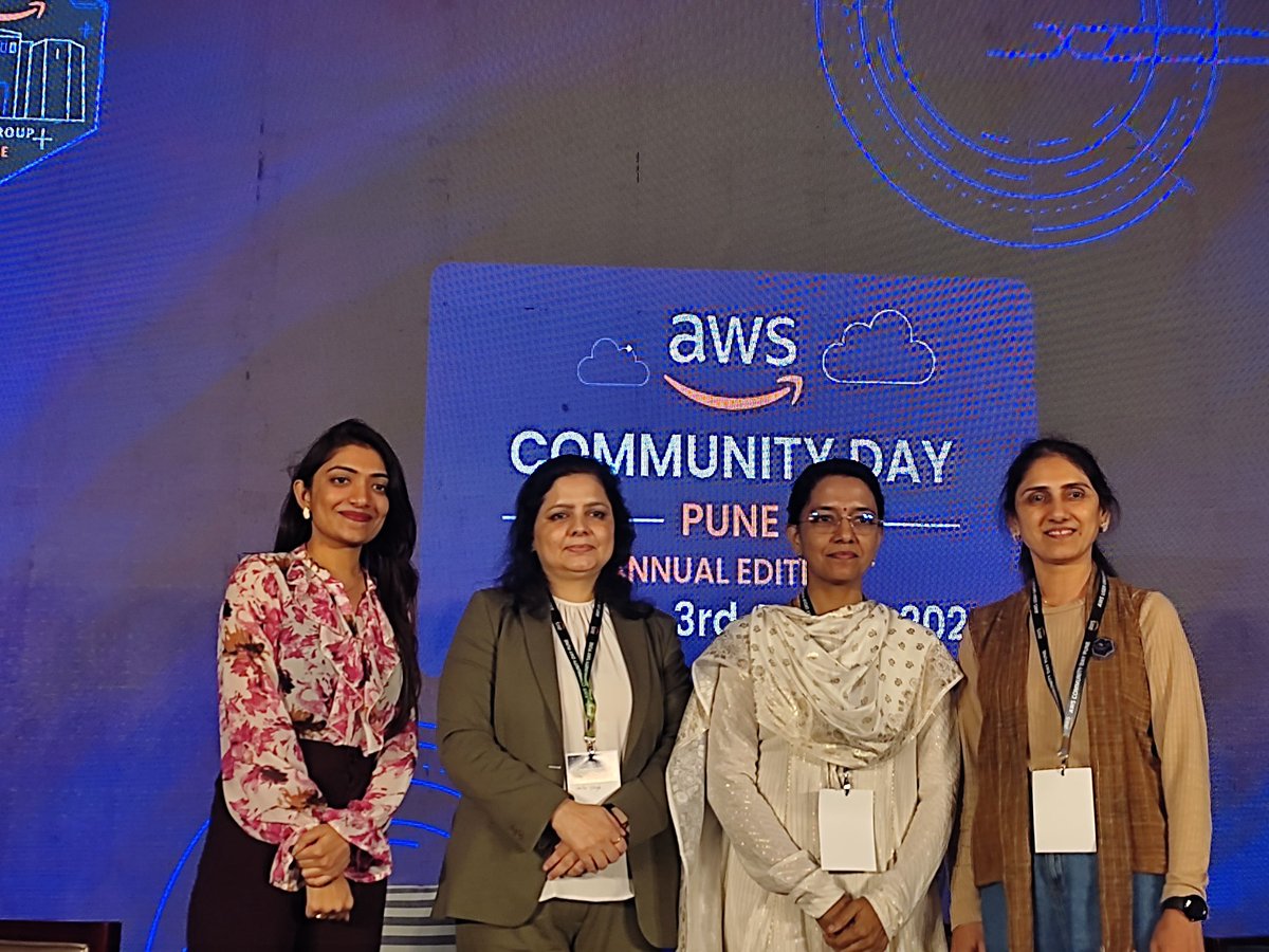 Omshree_Butani's tweet photo. 🚀 Another hugely successful event in the books - #AWSCommunityDayPune2024! 🎉

I had the honor of moderating a powerful #WomenInTech panel featuring Dimple Vaghela, Smita Singh, and Rajani Sajjan💪

@awscloud #aws #awscommunity #awscommunitybuilders #awscloud #cloudcomputing https://t.co/AixKpLZz04