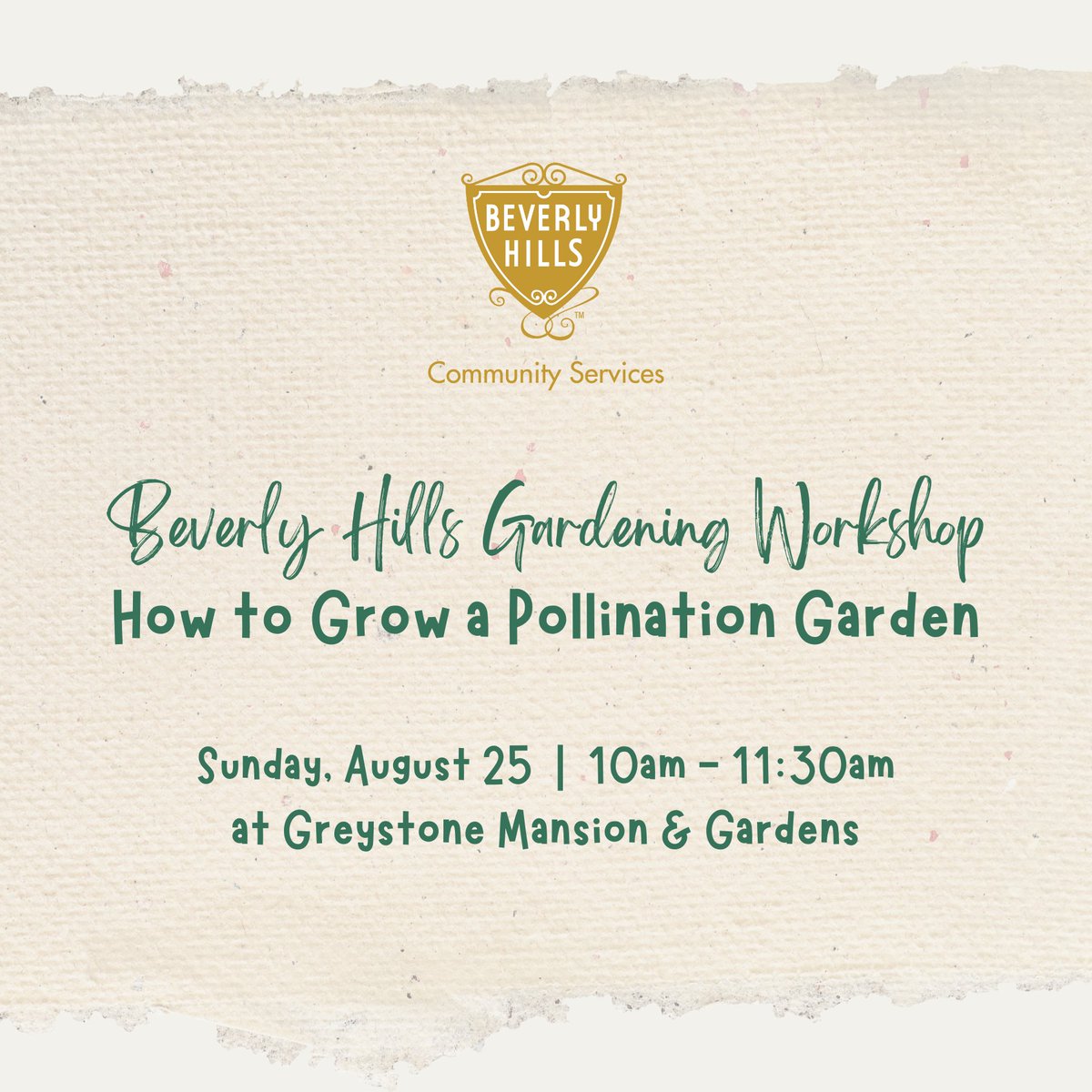 Gardening at Greystone! 😍🌱Join us for the gardening workshop, "How to Grow a Pollination Garden" on Sunday, August 25! This workshop is taught by Master Gardener, George Pessin! Register TODAY at beverlyhills.org/gardening. 🌿🌻 😊
#communitylifebh #gardening #flower #wellness