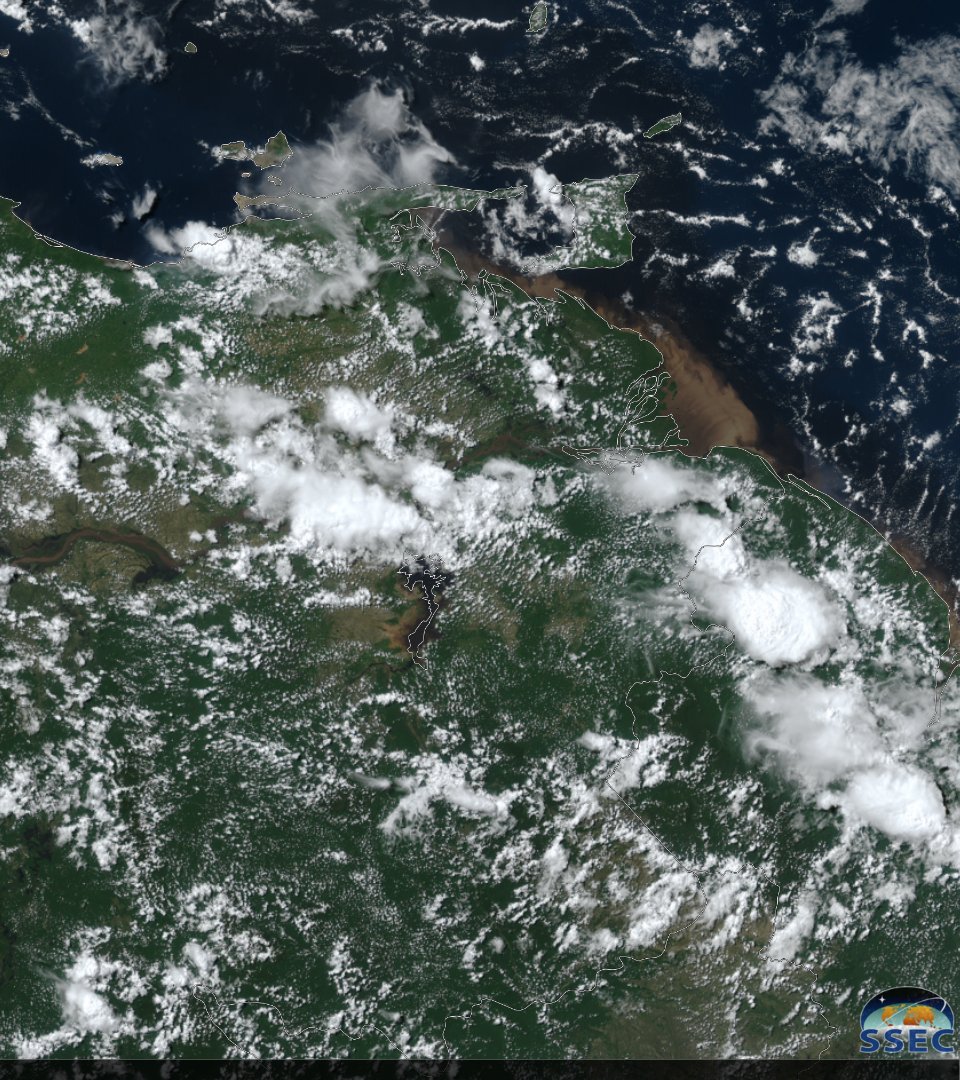 #7Ago A las 14:50 HLV se observan nubes de evolución generadoras de lluvias y chubascos, algunos con descargas eléctricas en zonas del norte y sur de Bolívar, Guayana Esequiba, Delta Amacuro, sur y noreste de Anzoátegui, sur y noroeste de Carabobo, sur de Guárico, sectores de