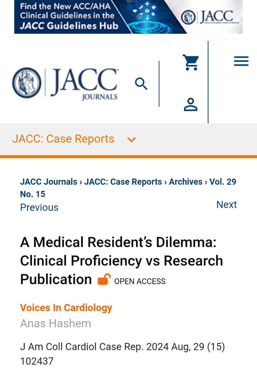 Are you an internal medicine resident pursuing a competitive fellowship? 

My correspondence highlights the dilemma residents face in balancing clinical proficiency with building a robust research portfolio.

Read more: jacc.org/doi/epdf/10.10…