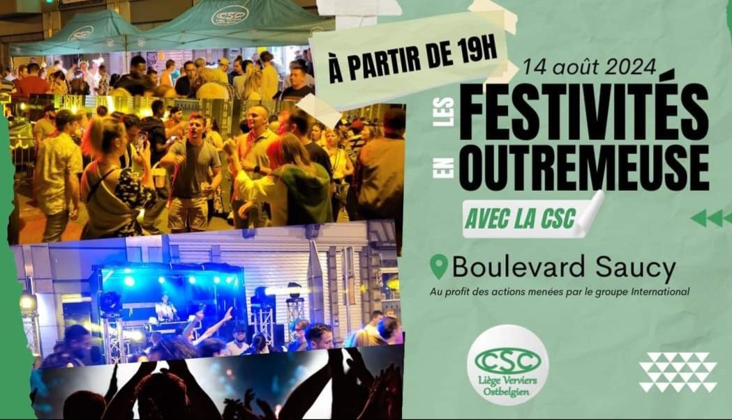 Les festivités en #Outremeuse, c'est bientôt... Faites un détour par notre stand, dès 19h le 14 août, au pied de la passerelle #Saucy. C'est l'occasion de passer un bon moment et de soutenir les actions menées par le Groupe International de Liège (GIL) de la CSC au Burkina Faso.