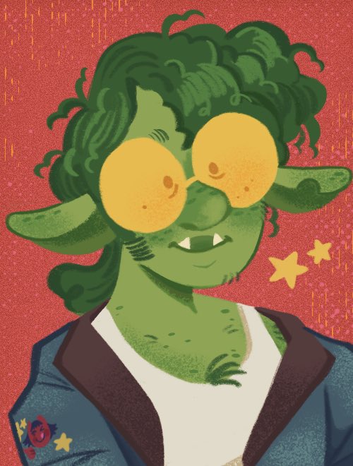 my fhsona portrait for the super cool fhsona  yearbook zine for this year’s d20 zine jam!!