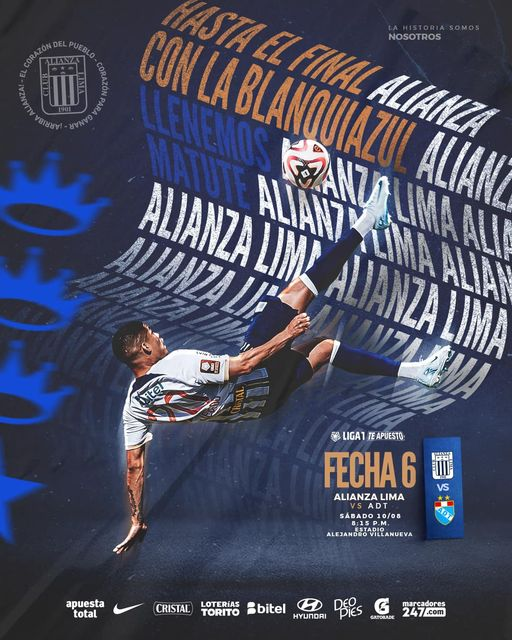 🟦⬜️ SORTEO ENTRADA OCCIDENTE 🟦⬜️ - Alianza Lima 🆚 ADT de Tarma

Requisitos:
☑️ Dar like y RT a esta publicacion
☑️ Seguir la cuenta <a href="/PucpGrone/">PUCP Grone</a> 
☑️ Poner tu pronostico para el partido

"El Potrillo Escobar vive en cada estudiante de la Universidad Catolica"