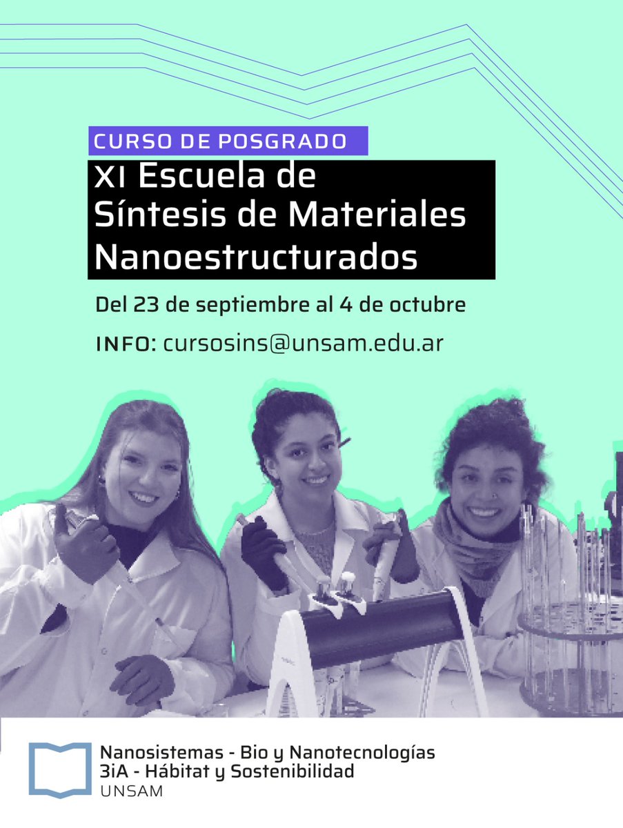 Galo Soler Illia ⭐️⭐️⭐️ (@dr_kuato) on Twitter photo Se viene la XI Escuela de Síntesis de Materiales Nanoestructurados. Dos semanas de cursos básicos, avanzados y laboratorios. Te lo vas a perder?
Organizado por <a href="/ebynunsam/">Escuela de Bio y Nanotecnologías</a> <a href="/ehys_unsam/">EHyS.UNSAM</a> mediante sus institutos <a href="/insunsam/">Instituto de Nanosistemas</a> <a href="/3iaunsam/">3iA UNSAM</a>, y <a href="/Exactas_UBA/">Exactas UBA</a> <a href="/InstitutoSabato/">Instituto Sabato</a> <a href="/INNcneaconicet/">INN</a> Se viene la XI Escuela de Síntesis de Materiales Nanoestructurados. Dos semanas de cursos básicos, avanzados y laboratorios. Te lo vas a perder?
Organizado por <a href="/ebynunsam/">Escuela de Bio y Nanotecnologías</a> <a href="/ehys_unsam/">EHyS.UNSAM</a> mediante sus institutos <a href="/insunsam/">Instituto de Nanosistemas</a> <a href="/3iaunsam/">3iA UNSAM</a>, y <a href="/Exactas_UBA/">Exactas UBA</a> <a href="/InstitutoSabato/">Instituto Sabato</a> <a href="/INNcneaconicet/">INN</a>