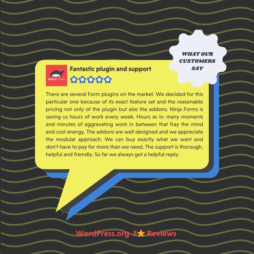 NinjaForms's tweet image. Why we chose #NinjaForms: Perfect features, fair pricing, and huge time savings each week!
#WordPress
(wordpress.org/support/topic/…)