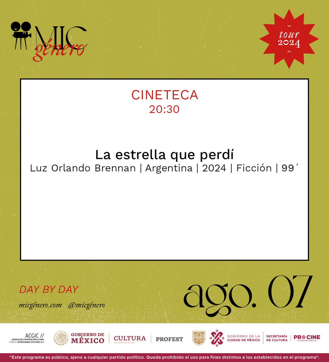 MICGenero's tweet image. 📷 Te presentamos el "Day by Day" de MICGénero para que no te pierdas ninguna de nuestras funciones
#MICGénero2024