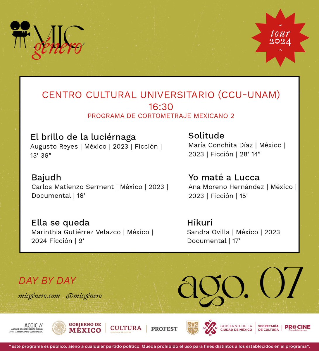 MICGenero's tweet image. 📷 Te presentamos el "Day by Day" de MICGénero para que no te pierdas ninguna de nuestras funciones
#MICGénero2024