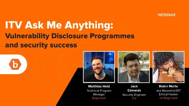 Bugcrowd's tweet image. 😩 Struggling to align your #VDP goals with hacker expectations? Hear what both sides really want!

Join our #AMA on Sep 3rd at 7:00am EST.

🎙️ @jackseceng, ITV
🎙️ Matthias Held, Bugcrowd
🎙️ @Masonhck3571, Bugcrowd

🔗 Register: bgcd.co/3WqW79E #Cybersecurity