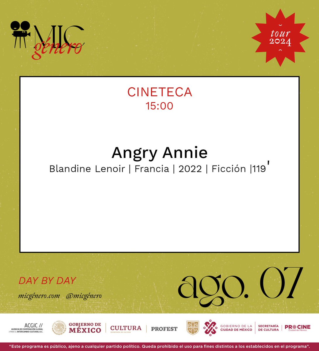 MICGenero's tweet image. 📷 Te presentamos el "Day by Day" de MICGénero para que no te pierdas ninguna de nuestras funciones
#MICGénero2024