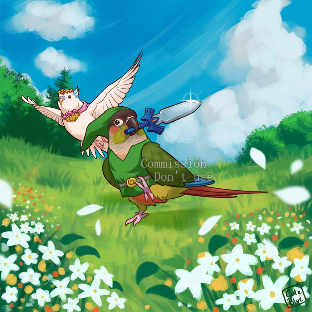 CuteBlueUwU's tweet image. Commission!! The legend of Birdie 🛡🗡🦜🧚‍♀️