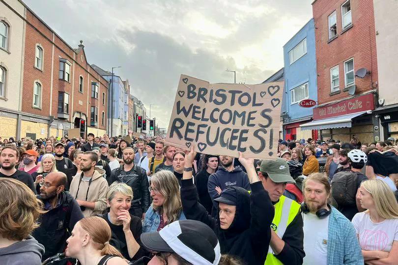 BristolLive's tweet photo. These incredible photos show the moment thousands of anti-fascist demonstrators came together in Bristol's Old Market area - in what has largely turned out to be a "huge, positive rally".  https://t.co/CbJjCgEtal https://t.co/Ny2vwe74KD
