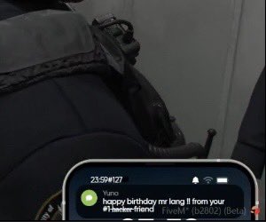 defaultsel's tweet image. Yuno wishing Mista Lang a happy birthday 😭