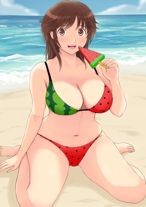 スイカ水着梨穂子#アマガミ 