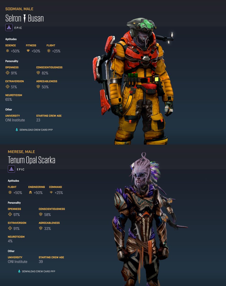StarAtlasAsia's tweet photo. out of my epics i kinda like these 2 dudes the most, i wont post any MUD they are kinda eyesore @staratlas #pfp #crewcard https://t.co/rKQuqQtNS9