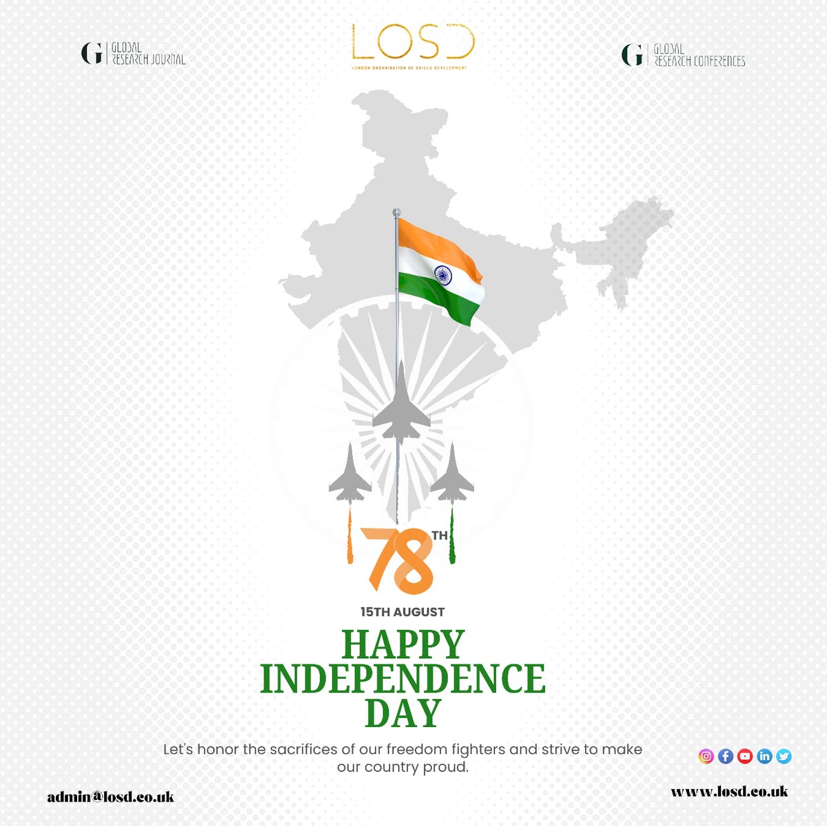 losdofficials's tweet image. On this Independence Day, let’s not just wave our flags, but also lift our spirits high. 🇮🇳 Here’s to the courage of our ancestors, the strength of our nation, and the bright future we continue to build together.

#IndependenceDay2024 #FreedomForever #UnityAndPride