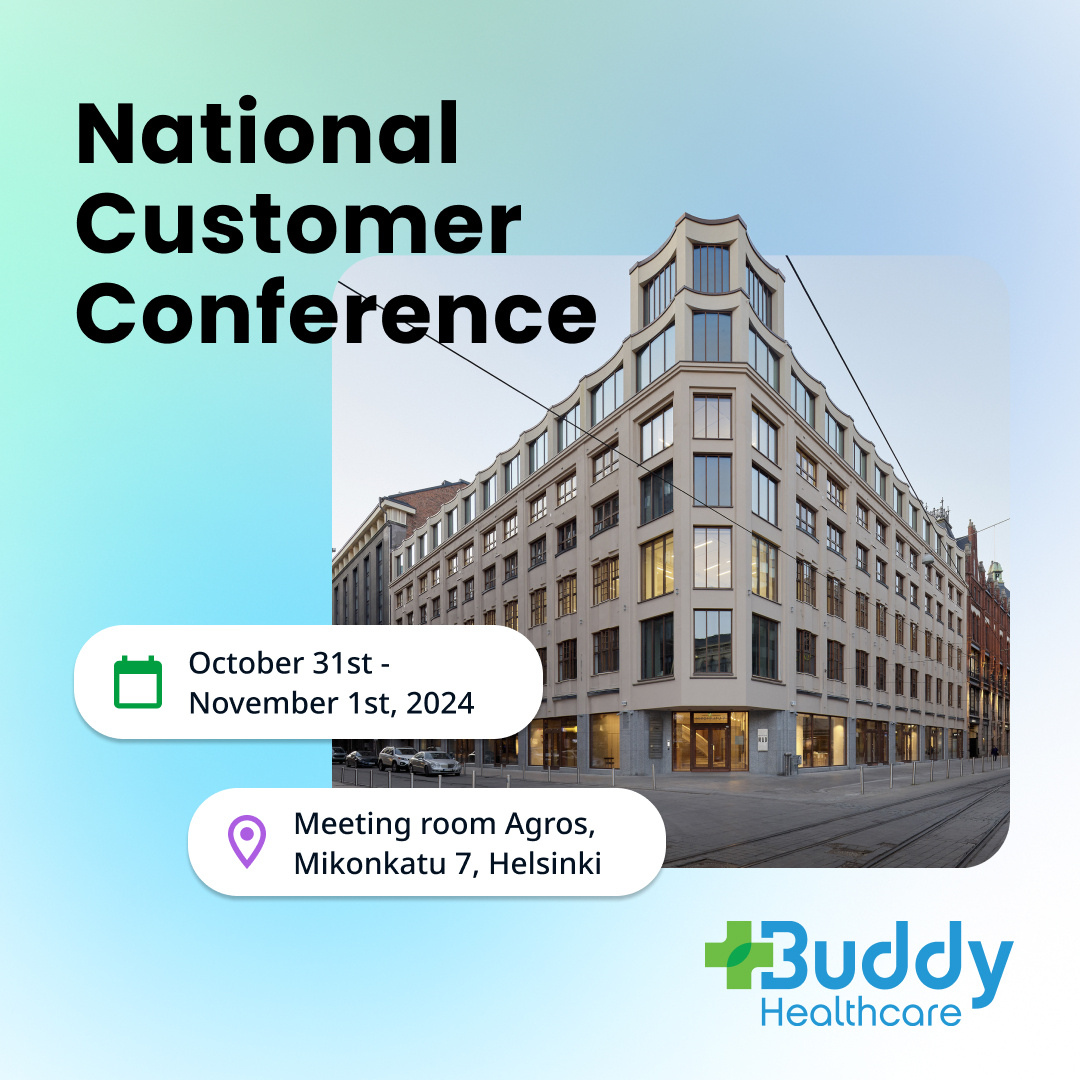 Buddy Healthcare's National Customer Conference is Back 🏥🇫🇮

Over two days, we will connect with our brilliant local customers to explore best practices and innovations using Buddy Healthcare's care coordination platform. 

#CareCoordination #CustomerConference #Käyttäjäpäivät