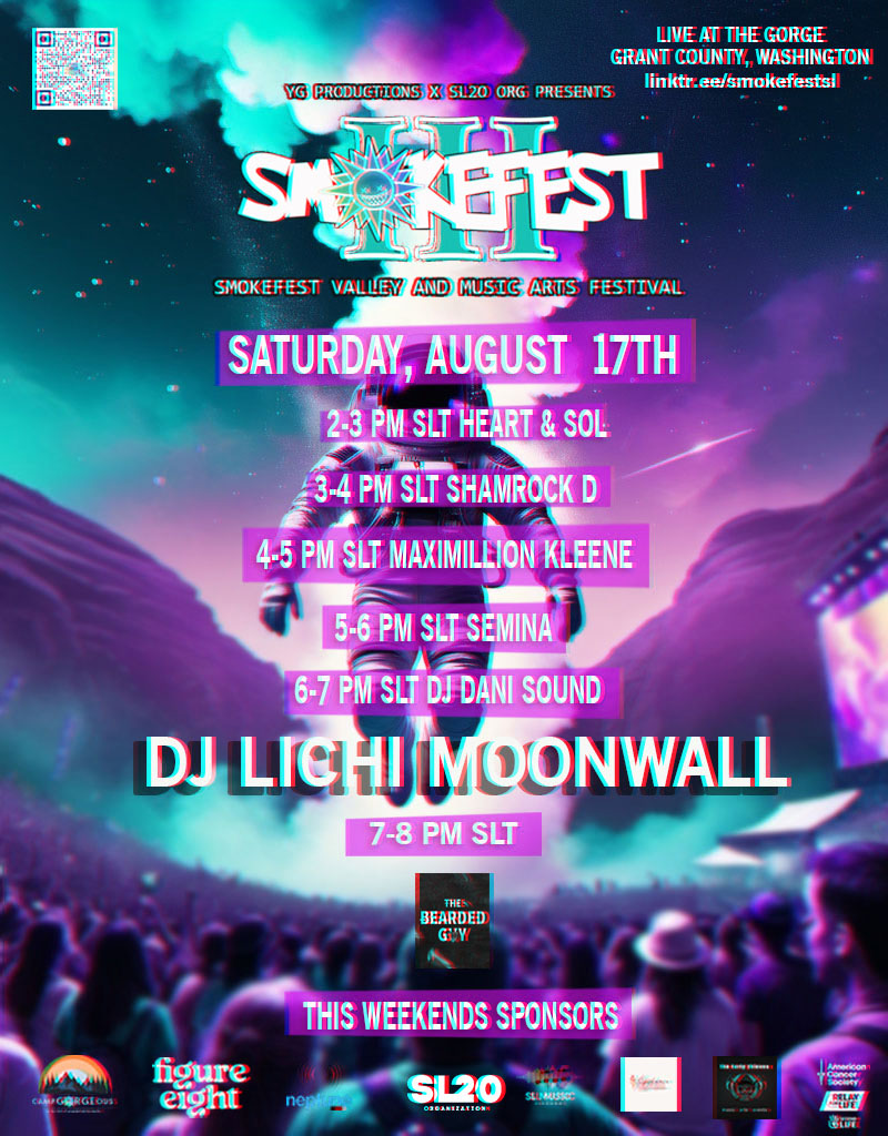 SmokeFestSL's tweet photo. There’s no slowing down now! Join us this Saturday for Show 3 on 𝐀𝐮𝐠𝐮𝐬𝐭 𝟏𝟕𝐭𝐡🎧✨ 
For more, visit https://t.co/xyICb2Nu2O https://t.co/9xGgDFK157