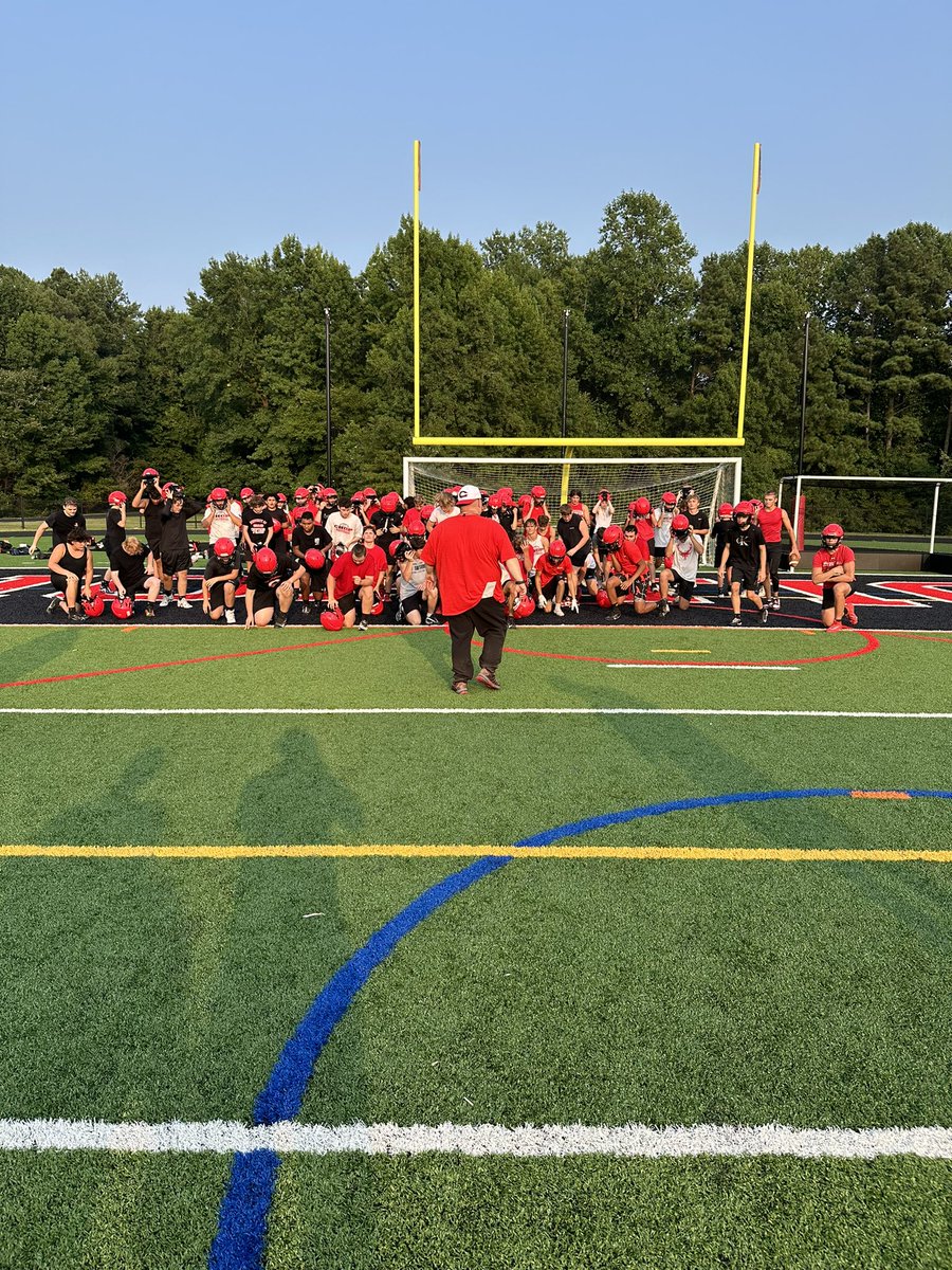 Great 1st day of tryouts. The weather, energy, discipline and toughness (mental and physical) were all highlights of the day. We are 23 days away from our Varsity opener at Lackey. Football is officially Back‼️