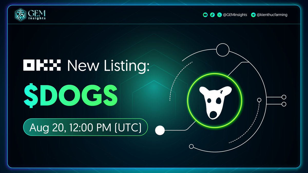 🎲 OKX Listing: $DOGS 😎 No more pre-market trading—@okx will officially  list one of the most hyped memecoins of 2024: $DOGS ✓ Listing Information:  • Spot Trading • Trading Pair: DOGS/USDT •