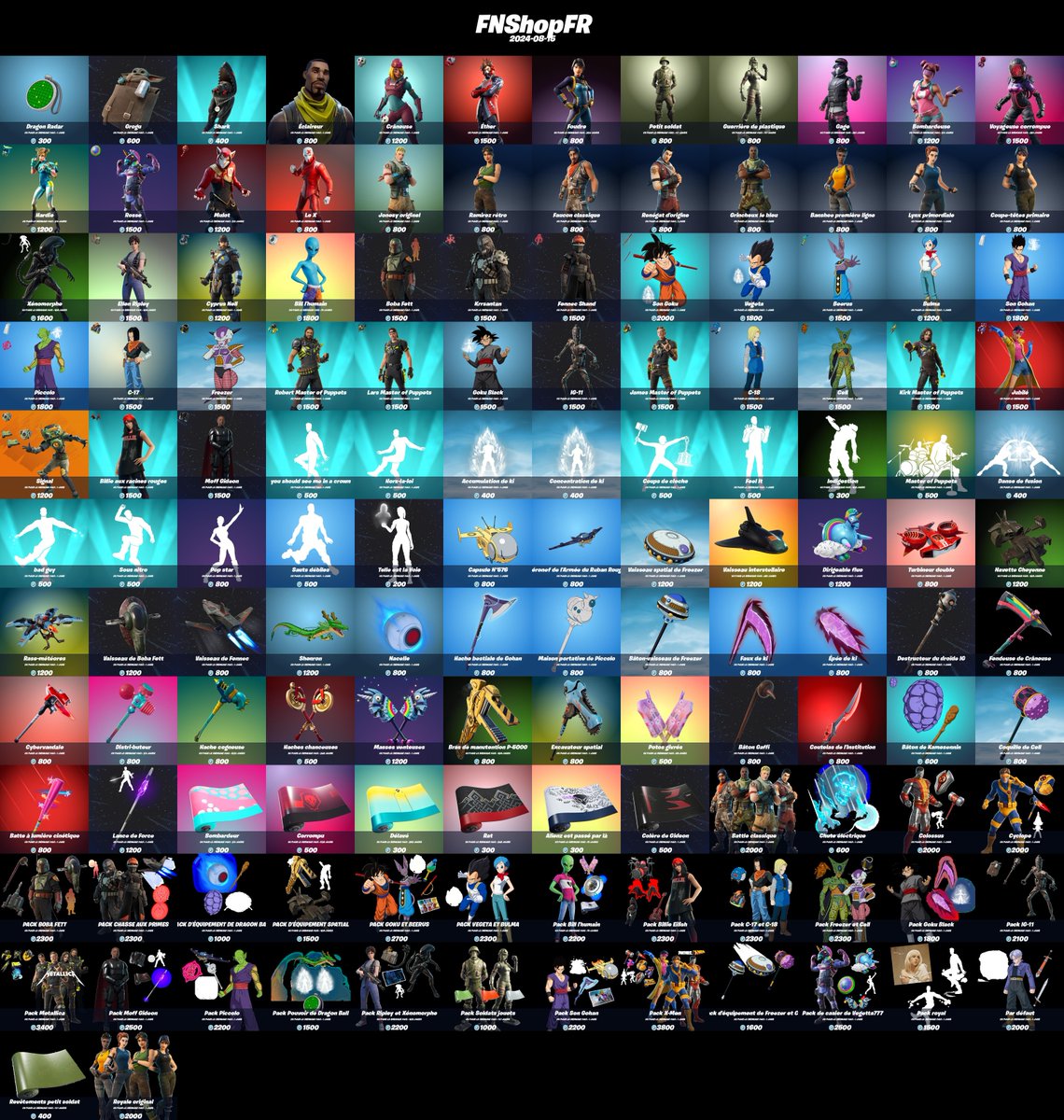 FNShopFR's tweet image. Boutique #Fortnite du 2024-08-15 !

N'oubliez pas d'activer les notifs pour ne rater aucune boutique. 🔔

Nombres d'items : 134
Maximum vu pour la dernière fois : 1031 jours
Minimum vu pour la dernière fois : 1 jours