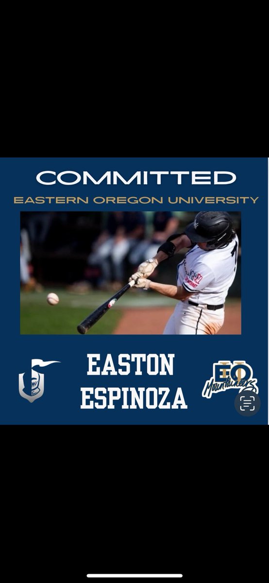 Easton Espinoza (@easton_espinoza) on Twitter photo I’m excited to announce that I have committed to continue my academic and baseball career at Eastern Oregon University! Thanks to everyone who has helped me especially my friends, family, teammates and coaches!
<a href="/WVCKnightsBSB/">WVC Baseball</a> <a href="/CoachAVaughn/">Coach_Vaughn</a> <a href="/gary7924/">Garrison Becker</a> @ColtonKOFGuru <a href="/EOUBaseball/">EOU Baseball</a> I’m excited to announce that I have committed to continue my academic and baseball career at Eastern Oregon University! Thanks to everyone who has helped me especially my friends, family, teammates and coaches!
<a href="/WVCKnightsBSB/">WVC Baseball</a> <a href="/CoachAVaughn/">Coach_Vaughn</a> <a href="/gary7924/">Garrison Becker</a> @ColtonKOFGuru <a href="/EOUBaseball/">EOU Baseball</a>