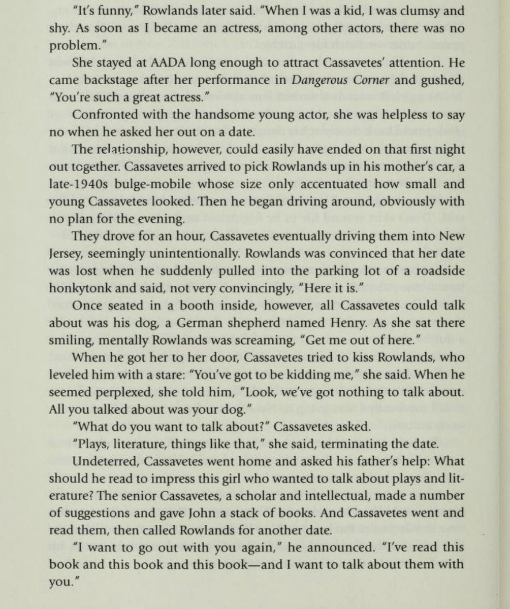 incredible description of Gena Rowlands &amp; John Cassavetes first date from Marshall Fine's Accidental Genius: How John Cassavetes Invented the American Independent Film