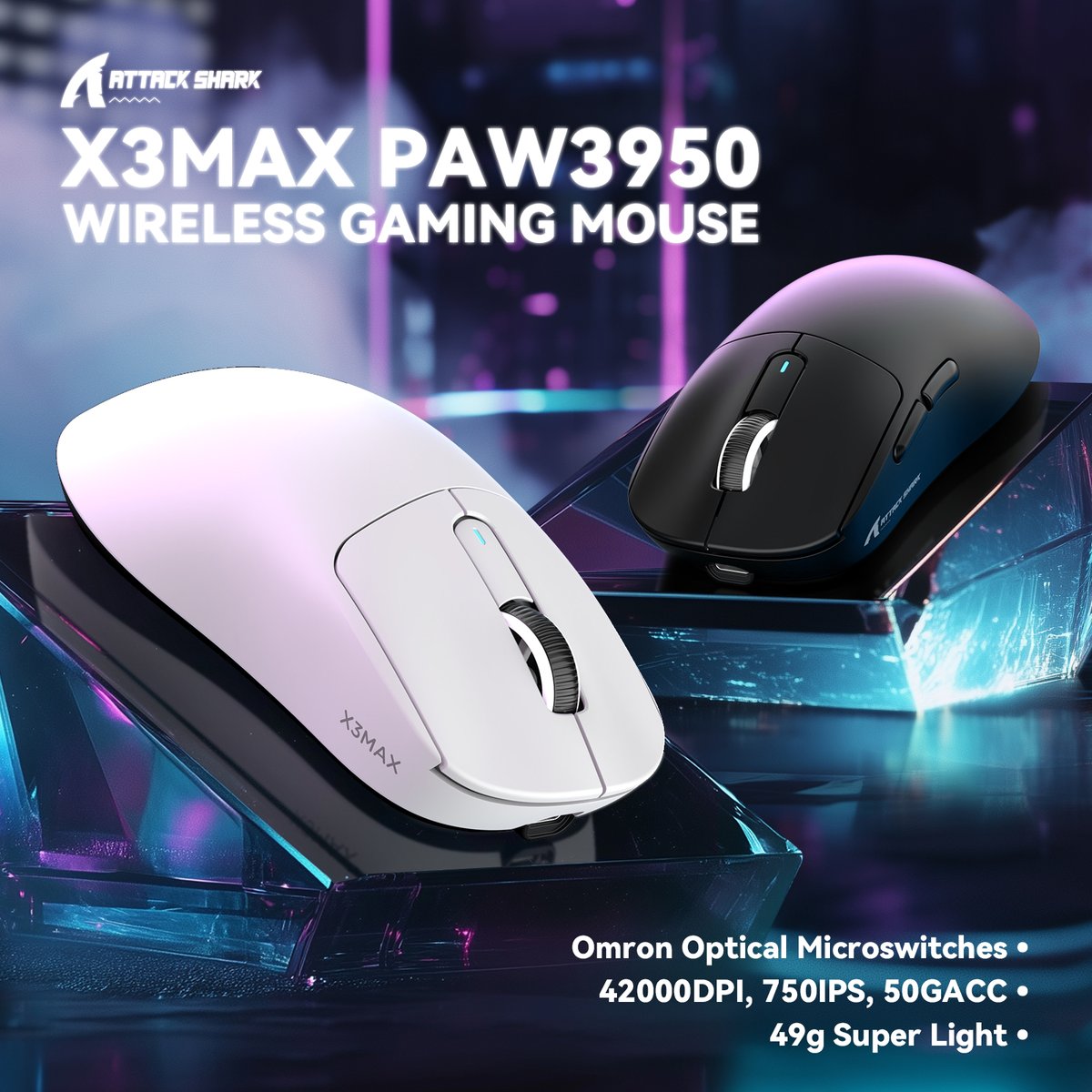 ATTACKSHARKCA's tweet photo. Introducing the New Gen of X3 | X3MAX Mouse Available now for pre-order🌟
 🛍️https://t.co/Fefk7JYxH5…
15% Off Early bird Code: ATTACKSHARKX3MAX
🔷 Pixart PAW3950  
🔷42KDPI, 750IPS, 50GACC,100M Clicks
🔷F-Switch Encoder
🔷Web Cloud Driver
#attackshark #attacksharkx3 #x3maxmouse https://t.co/ZslSgmzprx