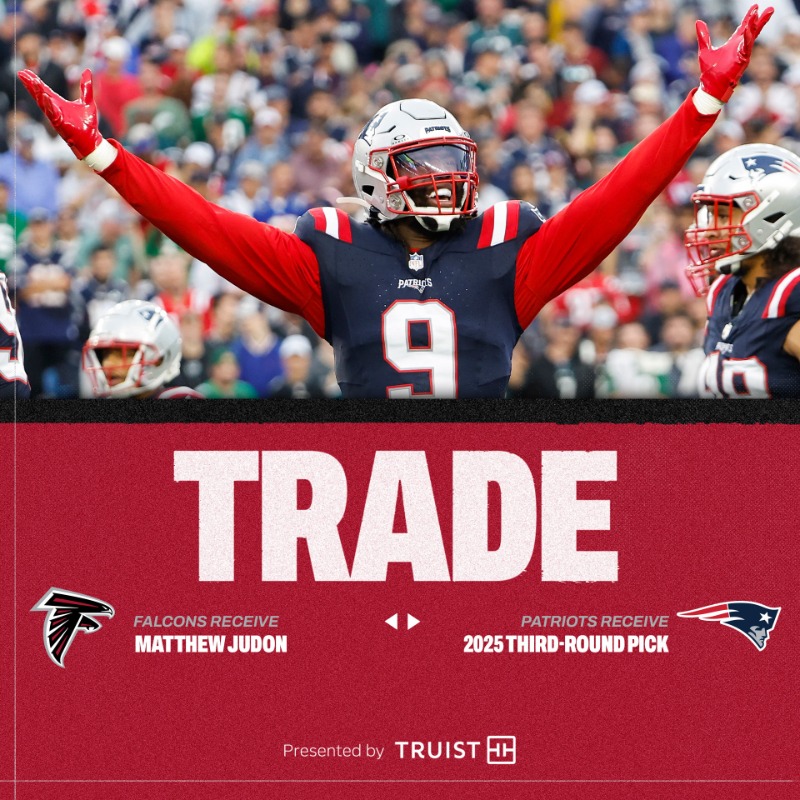 AtlantaFalcons's tweet photo. We have agreed to terms, pending physical, on acquiring Matthew Judon from New England

Welcome to The 🅰️, @man_dammn!
