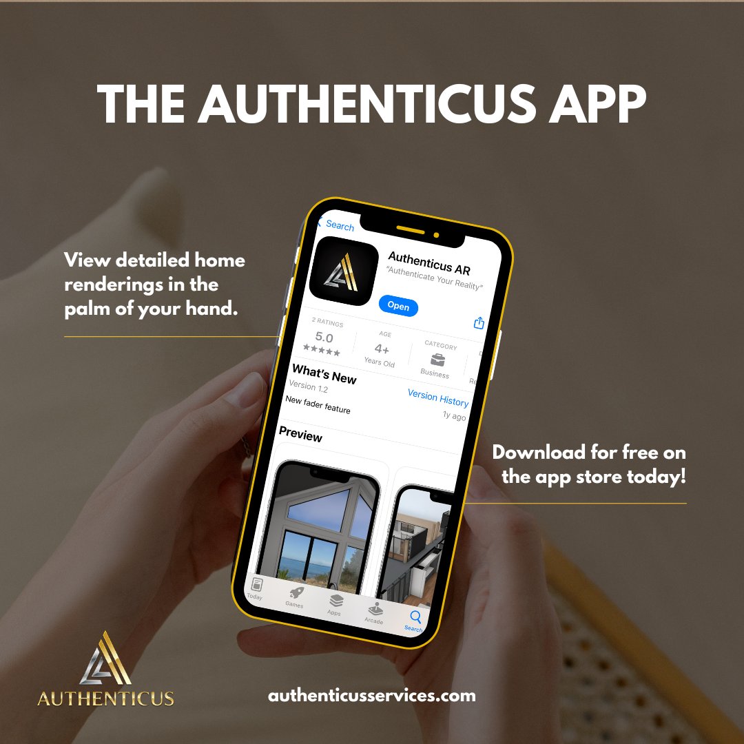 AuthenticusHou's tweet image. Transform flat blueprints into immersive experiences. Download the Authenticus AR App today and explore detailed 3D models in the palm of your hand 🤳.

#AuthenticusRenderings #ImmersiveDesignExperiences #AuthenticusTools #FutureForwardConstruction #AugmentedReality