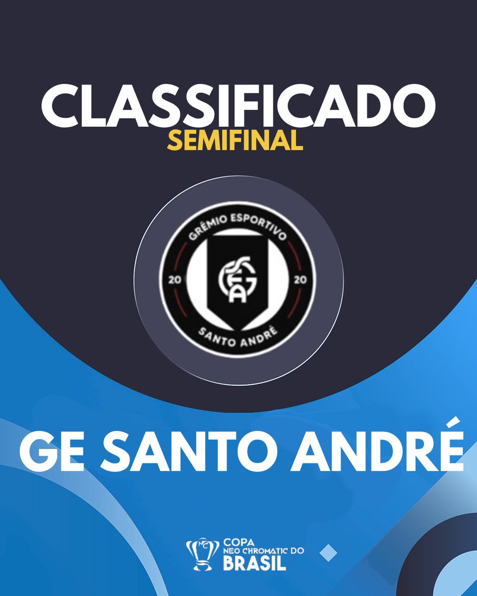 O Santo André é o terceiro SEMIFINALISTA da Copa Neochromatic do Brasil! Após eliminar o CA Ibirapuitã com um 2x1 no agregado, o clube do ABC Paulista irá enfrentar o Santo Antônio no duelo de Santos Paulistas!

#ConquisteOPaís